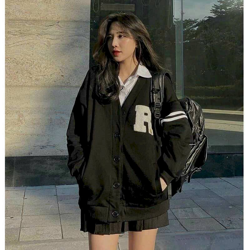 Áo khoác Cardigan logo thêu R